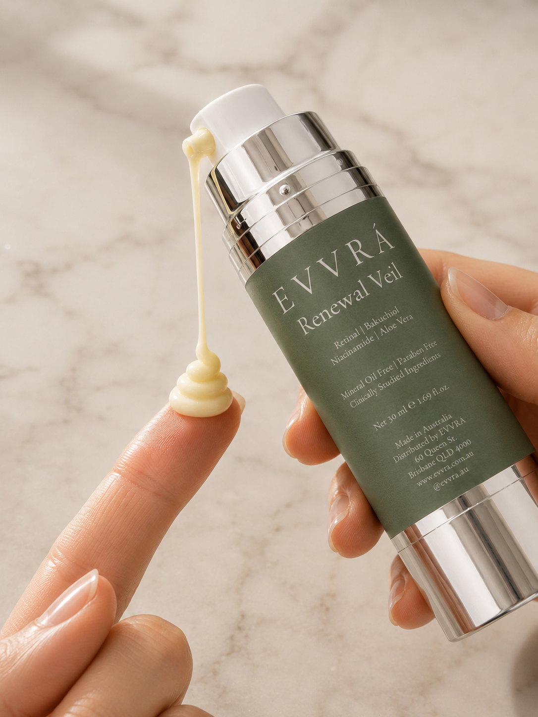 Renewal Veil night moisturiser jar with retinal and bakuchiol, EVVRÁ