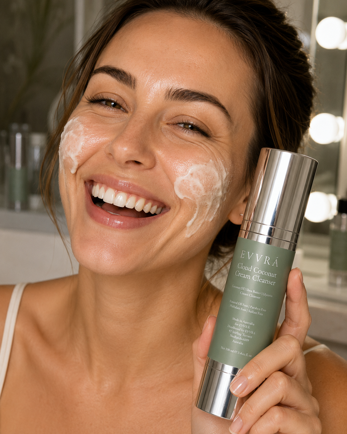Cloud Coconut Cream Cleanser jar with coconut oil and shea butter, EVVRÁ