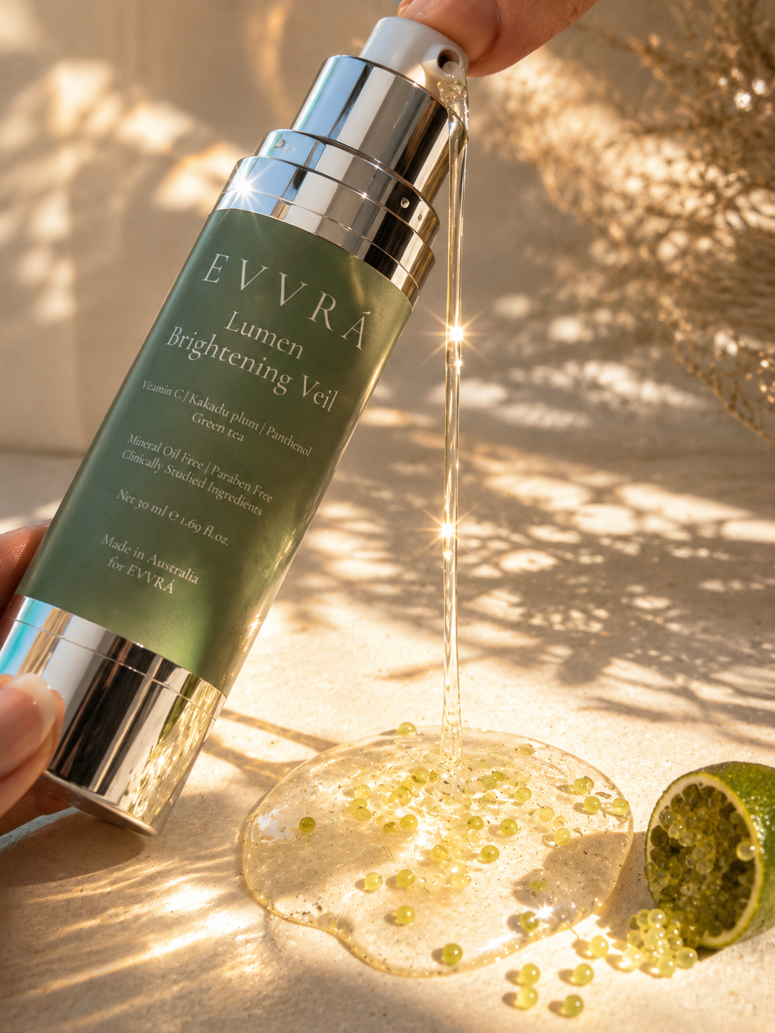 Lumen Superfruit Serum bottle with Kakadu plum and finger lime, EVVRÁ skincare