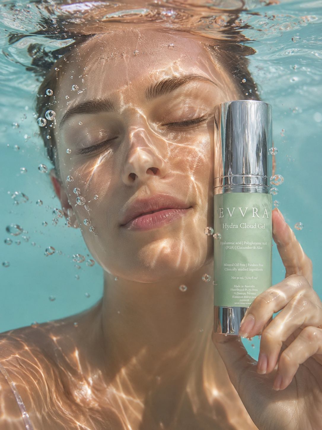 EVVRÁ Hydra Cloud Gel gel-cream moisturiser tube, lightweight hydration for AM and PM use